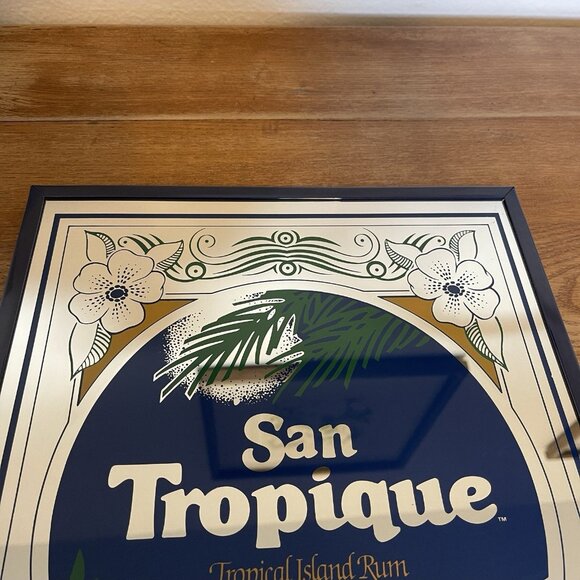 Vintage San Tropique Bar Mirror Sign Tropical Island Rum Framed 1989 - Picture 5 of 13